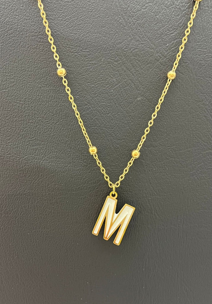 Enamel Stainless Steel Letter Charm