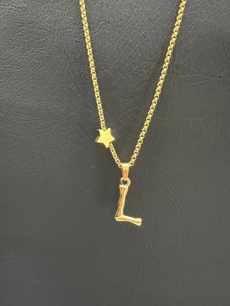 Bamboo Gold Stainless Steel Letter Charm