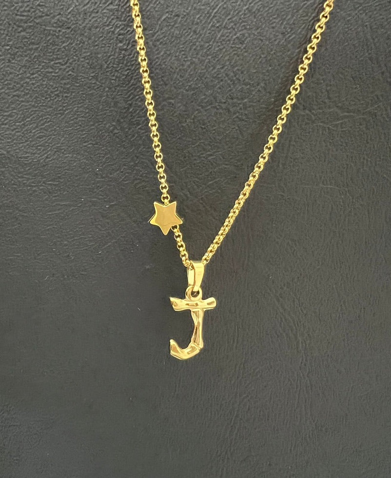 Bamboo Gold Stainless Steel Letter Charm