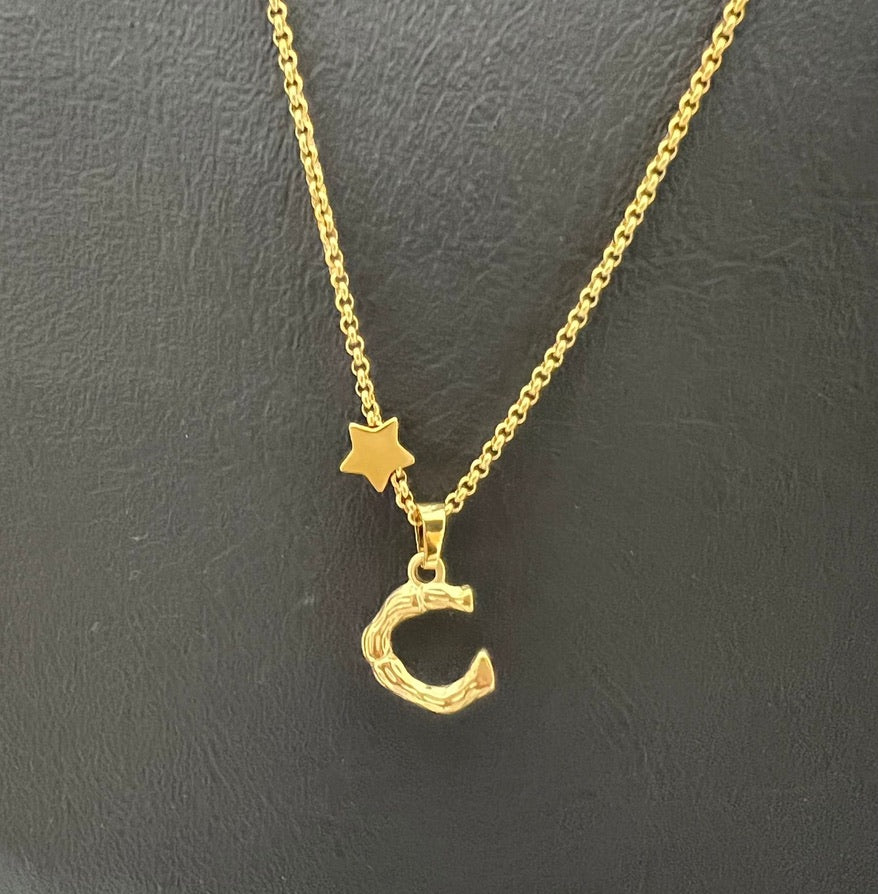 Bamboo Gold Stainless Steel Letter Charm