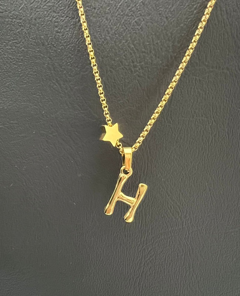 Bamboo Gold Stainless Steel Letter Charm