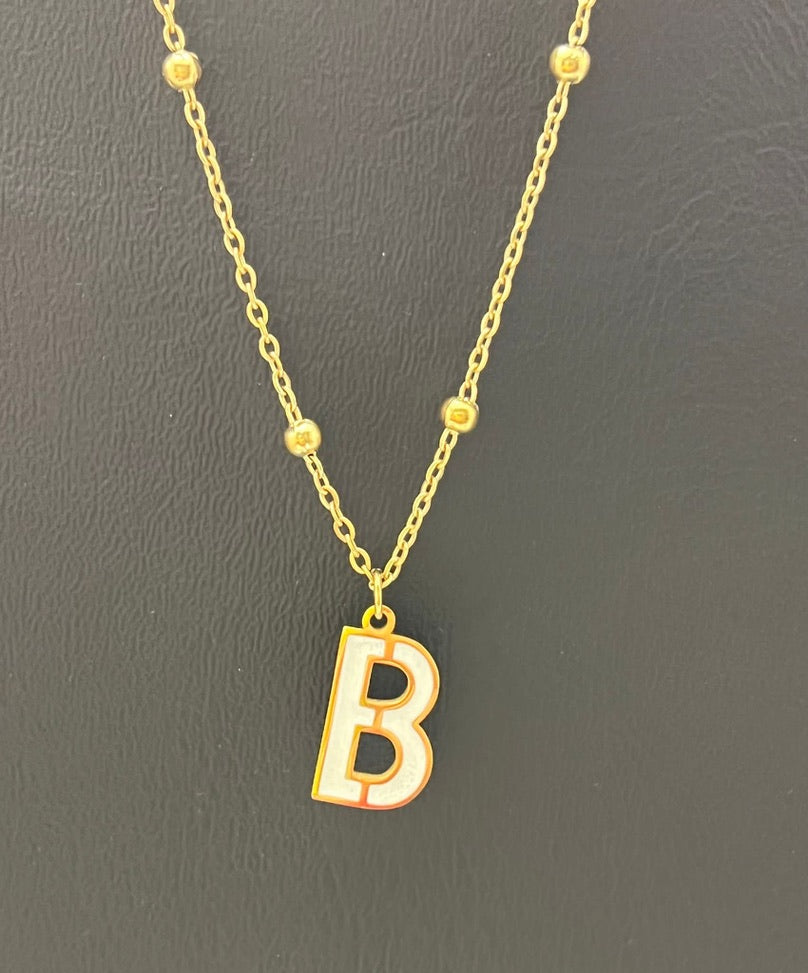Enamel Stainless Steel Letter Charm