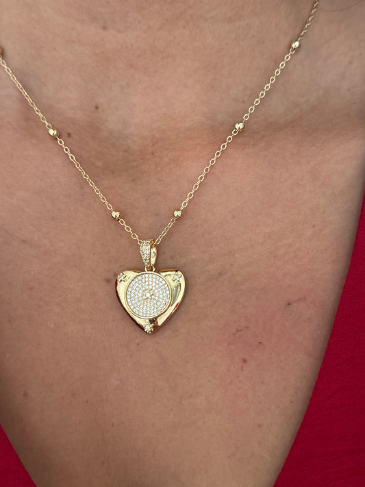 Shiny Zirconia Heart Necklace