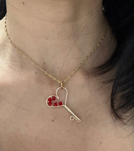 Crystal Heart Key Necklace