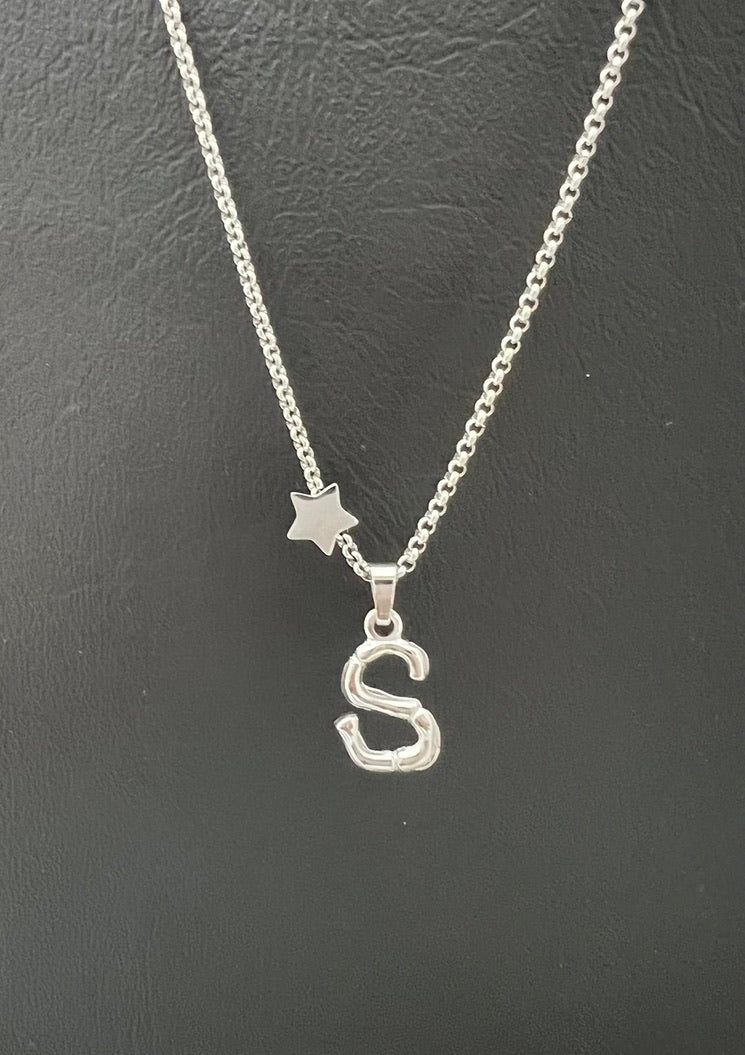 Bamboo Stainless Steel Letter Charm