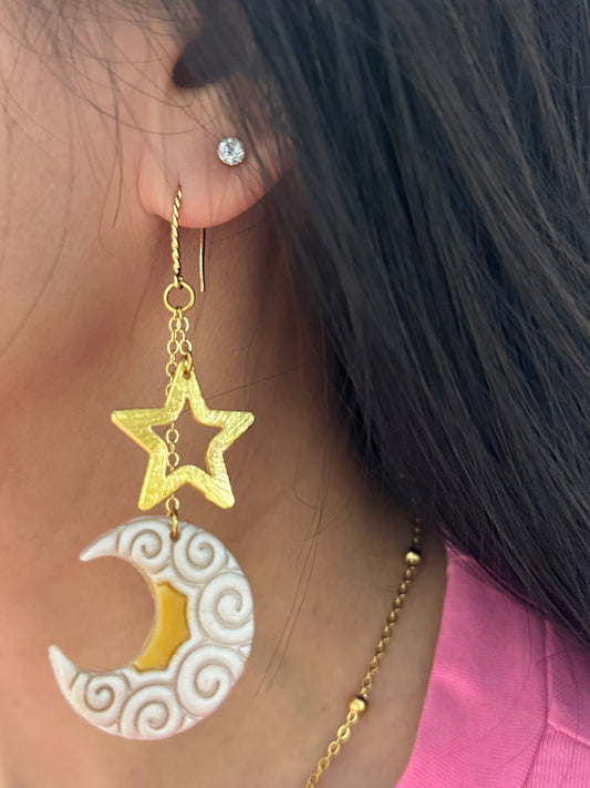 Elegant moon and star magic earrings