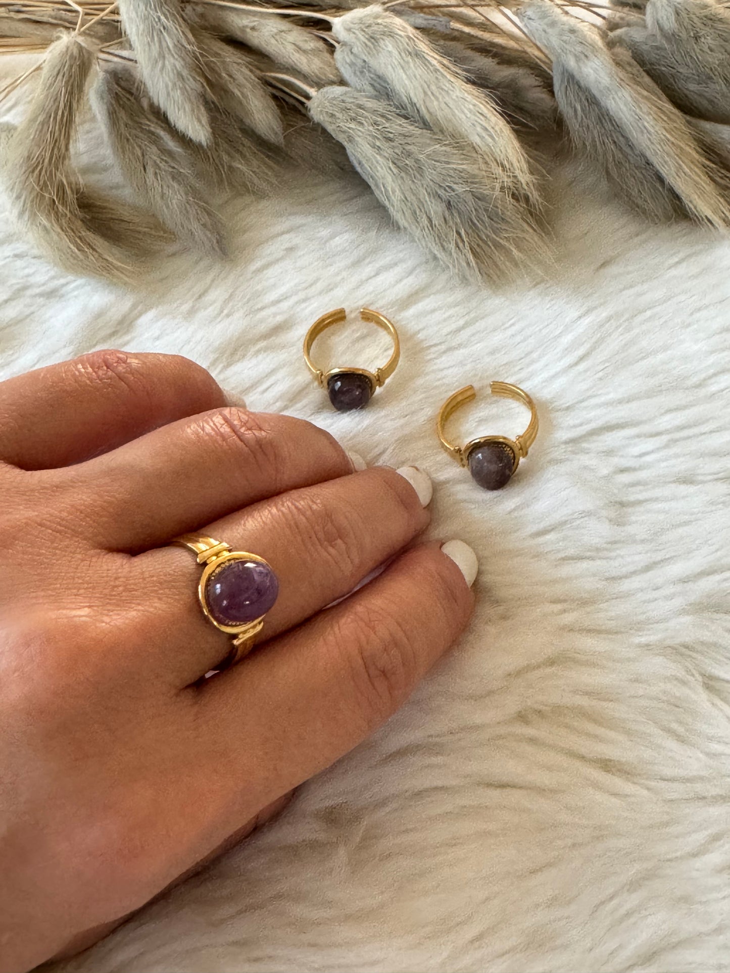 Amazing Amethyst Stainless Steel Ring