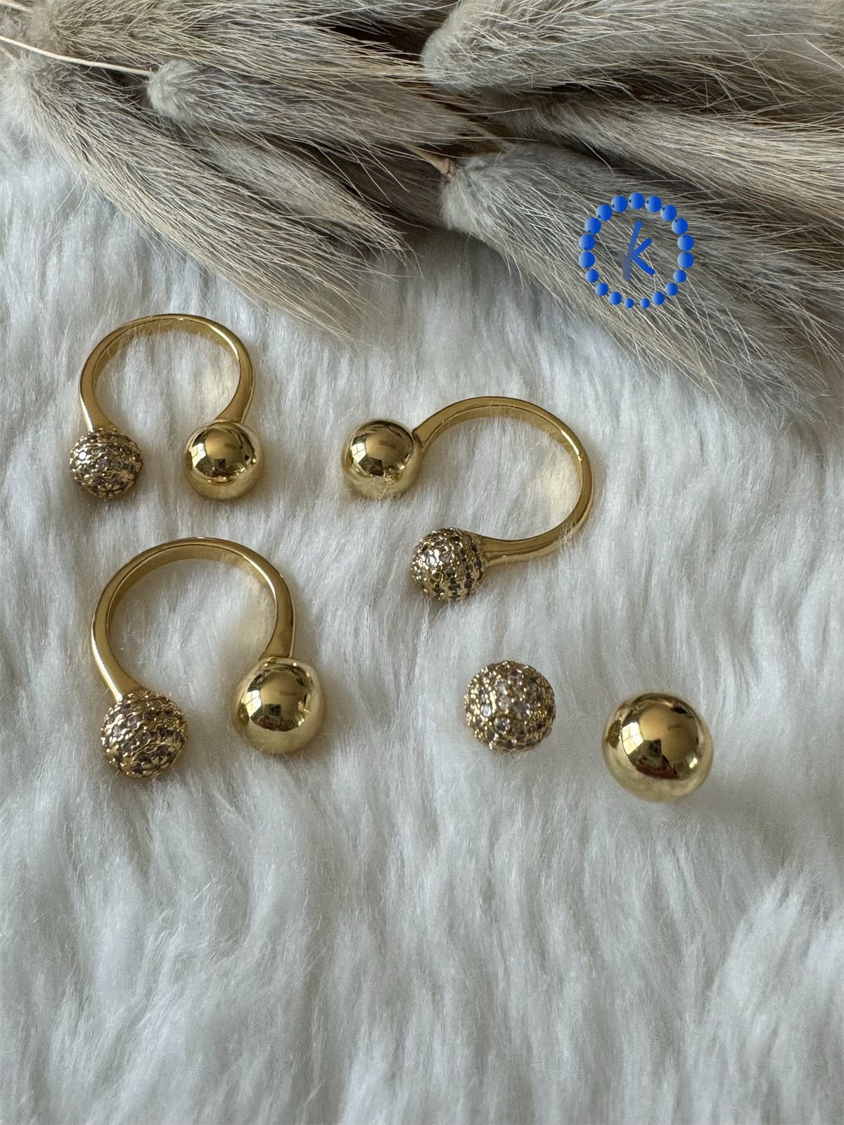 Gorgeous Zirconia Rings of 2 Round Beads