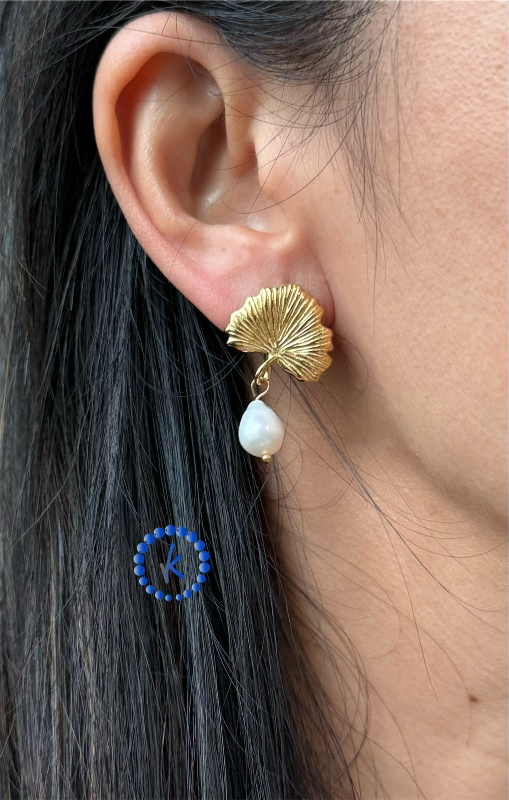 Beautiful Leaf with Freshwater Pearl Earrings