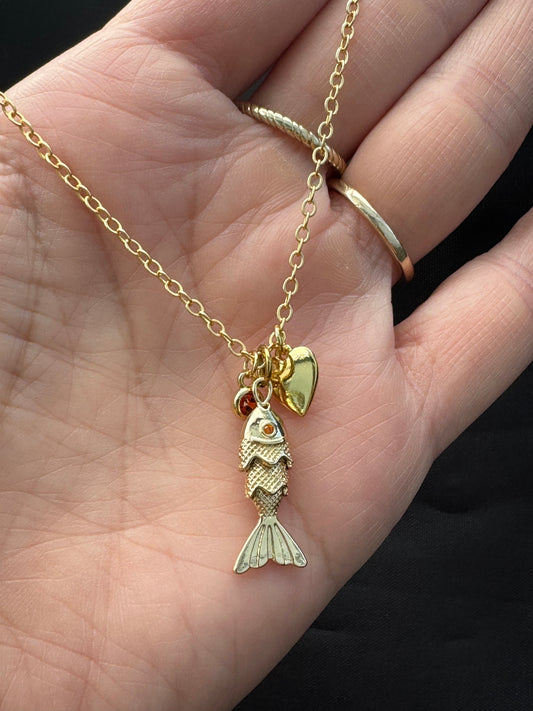 Elegant Zirconia Fish Necklace