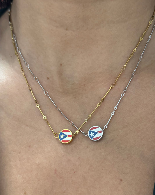 Enamel Puerto Rico Flag Necklace