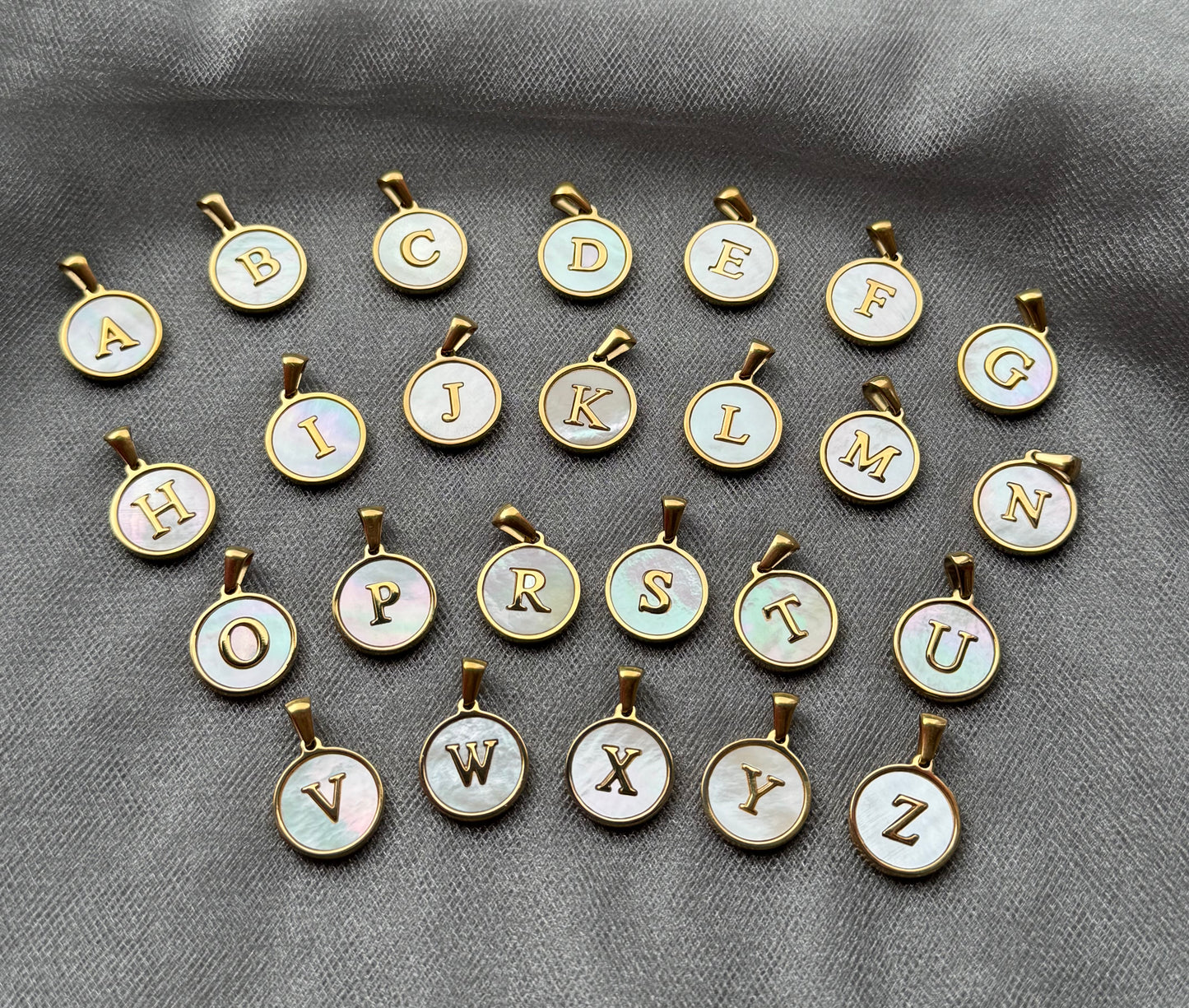 Beautiful Shell Alphabet Gold Charm