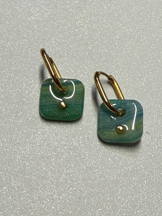 Luminous Green Charm Hoops